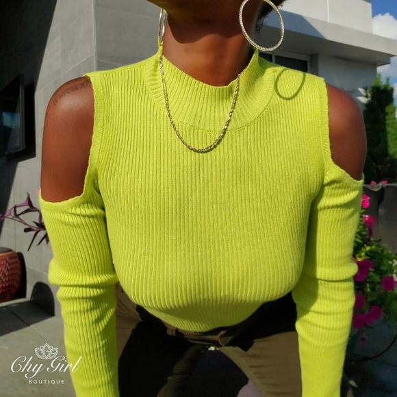 Open Shoulder Top Green (LAST ONE) - Picture 4 of 5